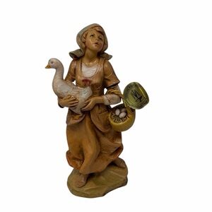 Vintage Fontanini “Deborah”Hand-Painted Shepardess With Goose Made in Italy 1993